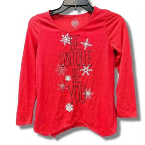 🌟 SO Girls Red Long Sleeve Graphic T-Shirt Size S (7/8) Casual 🌟